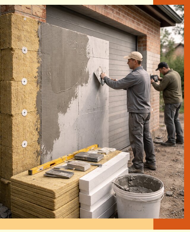 Утепление гаража снаружи в Кургане от 4330 руб. за м2 — наружное утепление под ключ | ТепломастерКрг