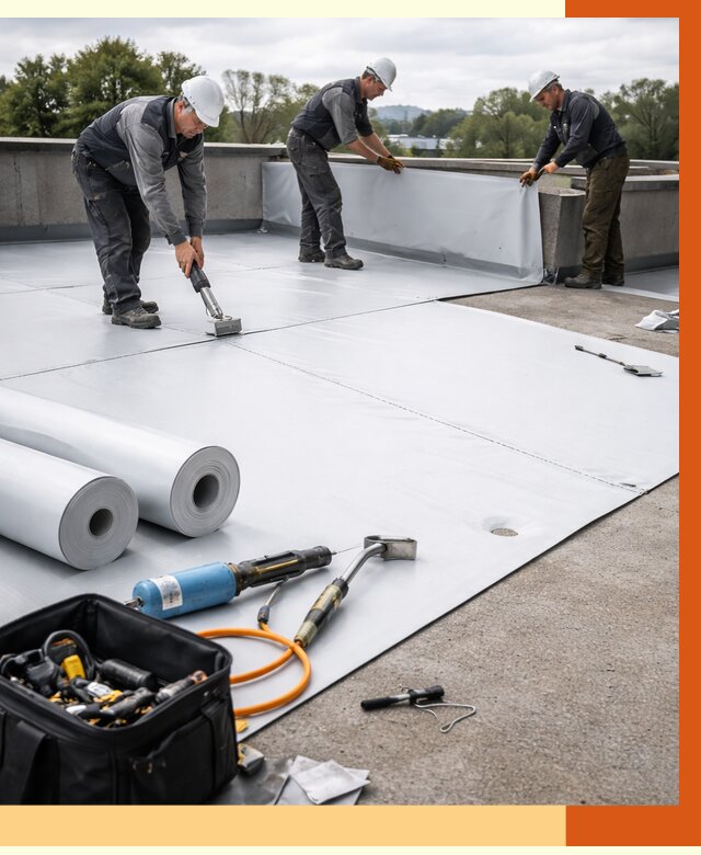 Гидроизоляция мембранной кровли в Кургане от 7732 руб./м² — профессионально | ТепломастерКрг